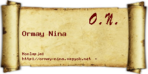 Ormay Nina névjegykártya